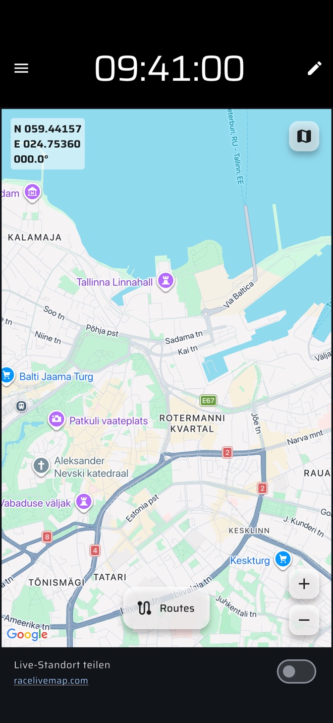 Karte mit Live-Standort für racelivemap.com