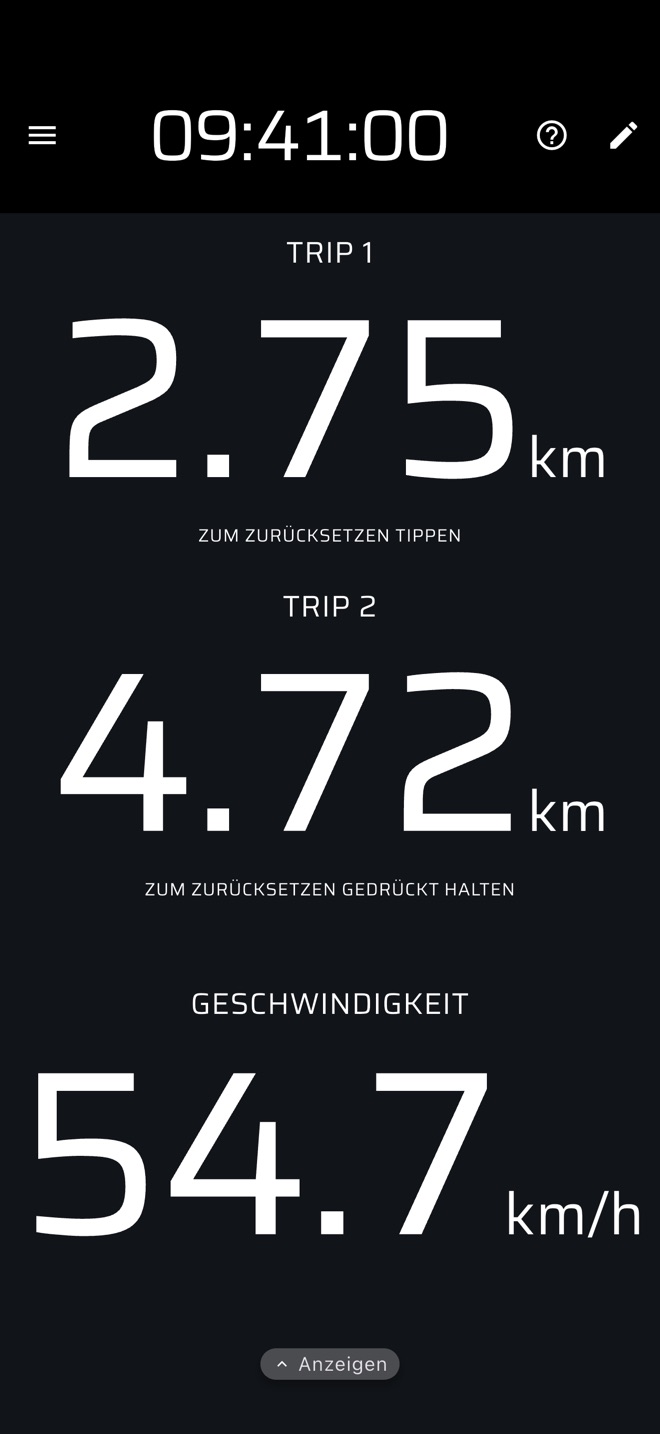 Tripmaster-Bildschirm