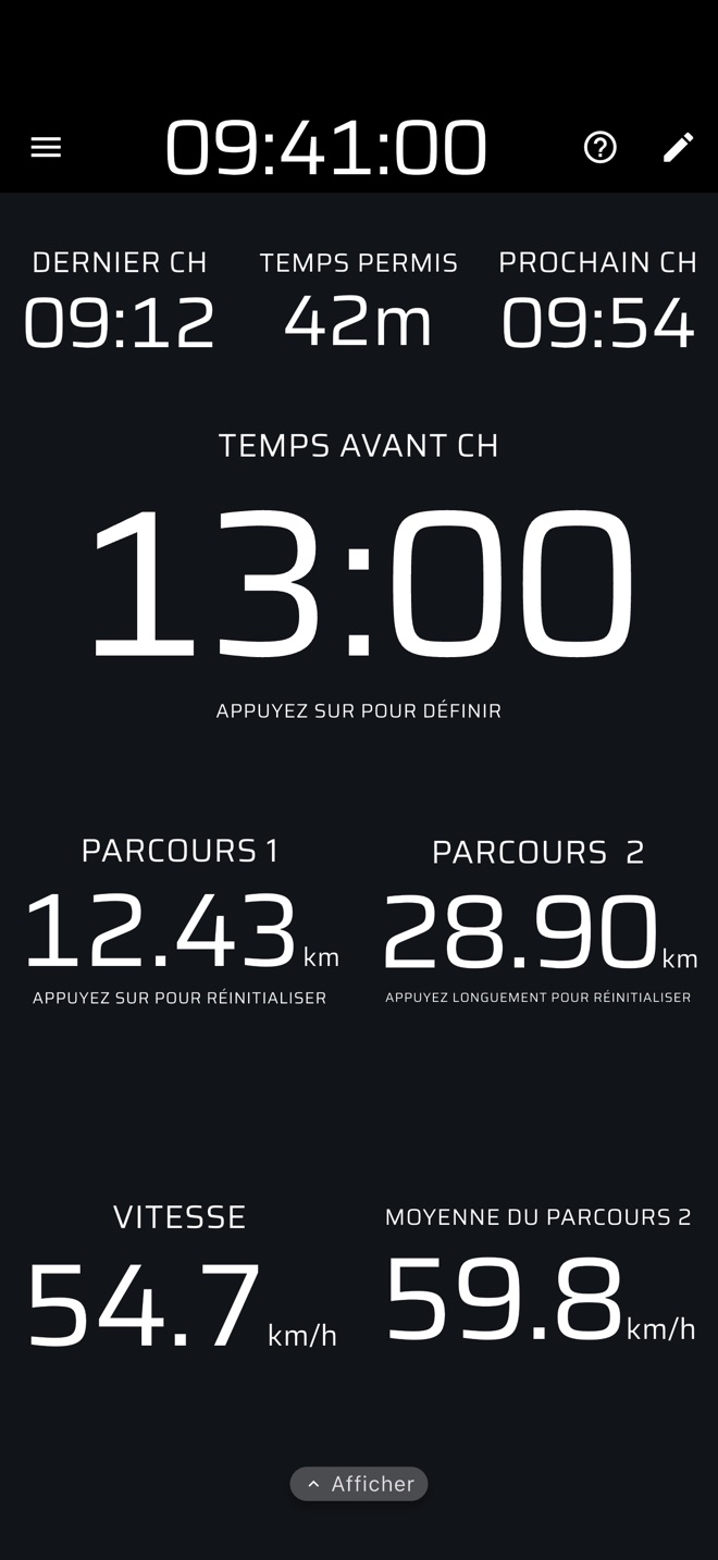 Liaison avec dernier CH, temps imparti, prochain CH et compte à rebours