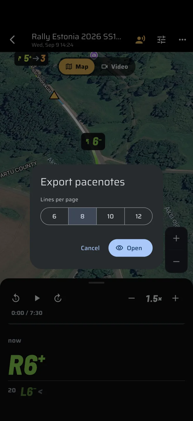 janela Exportar notas