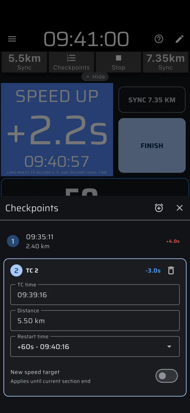 панель контрольных точек